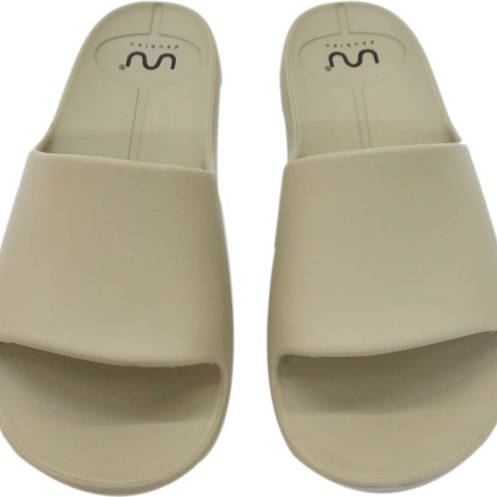 Doubleu Slide displayed from various angles, featuring adjustable straps, cushioned footbed, and stylish design