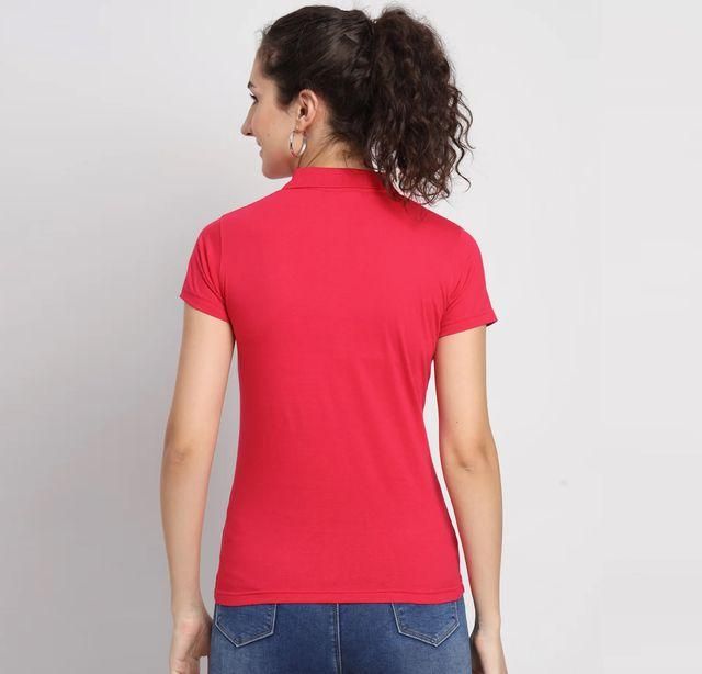 Ketex Red Cotton Blend Polo Neck Tshirt