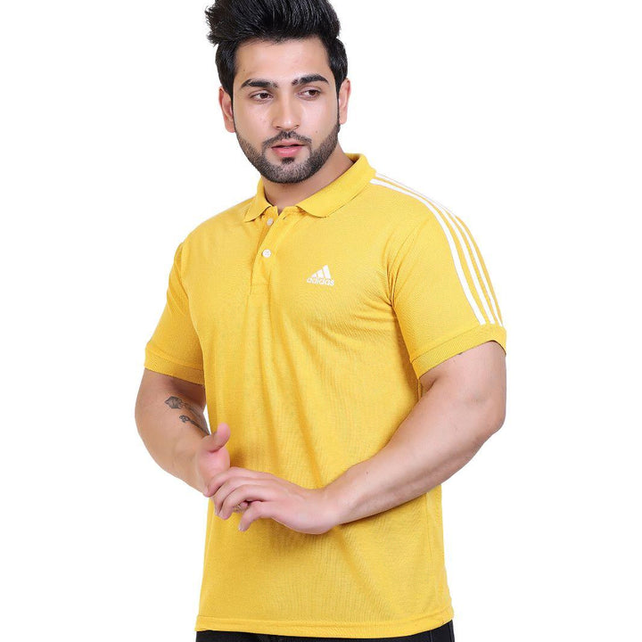 Matty Solid Half Sleeves Mens Polo Neck T-Shirt