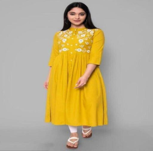 Trendy Rayon Embroidered Kurtis - Springkart 