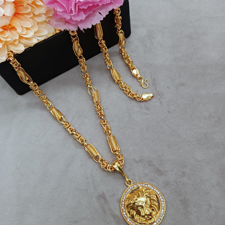 Luxurious Men's Gold Plated Pendant With Chain Vol 5