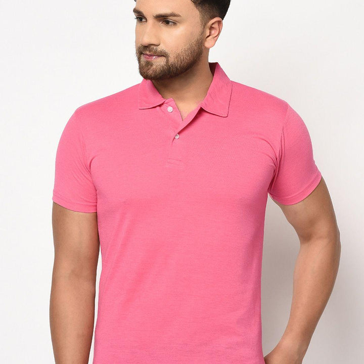 Cotton Blend Solid Half Sleeves Polo T-Shirt