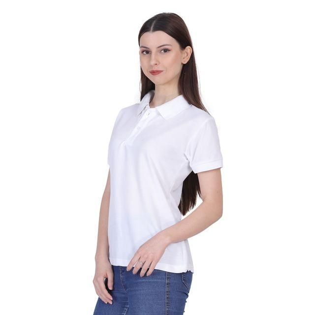 Ketex White Cotton Blend Polo Neck Tshirt