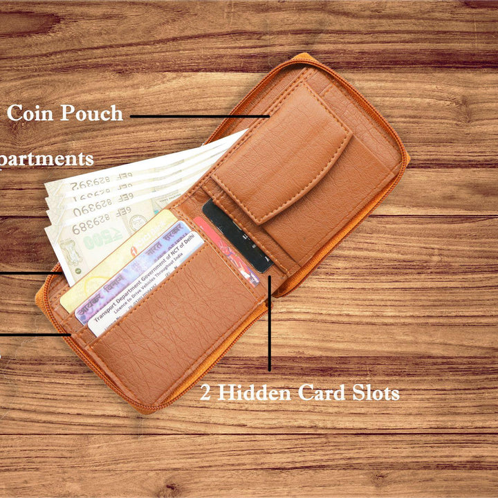 KnW Wallet Leather tan round zip