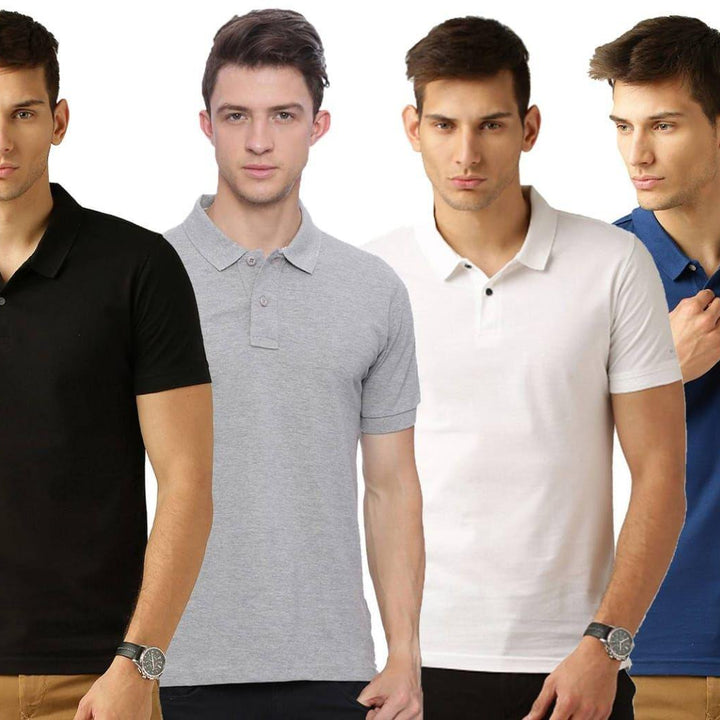 Men's Half Sleeves Polo Neck T-shirt 4PPT11 (Pack of 4)