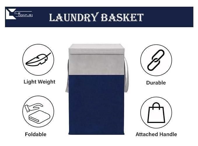 Laundry Basket for Clothes & Toys With Lid & Side Handles