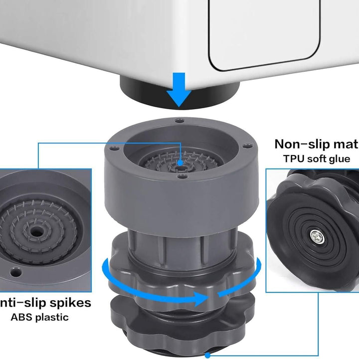 Washing Machine Vibration Pads, Floor Trays, Refrigerator Stand (4 Pcs Set)