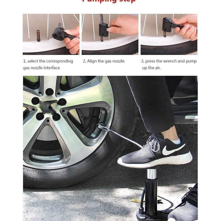 Air Pump- Portable Foot Activated with Pressure Gauge Air Pump