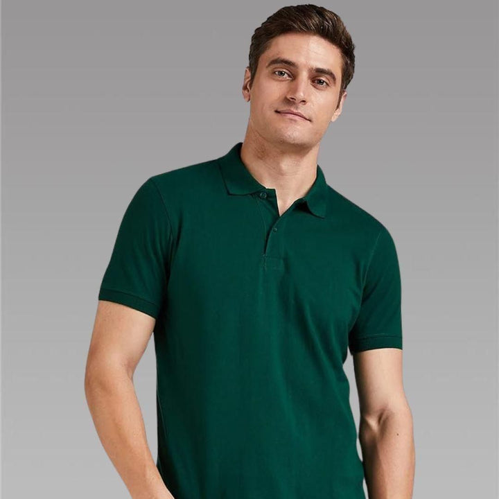 Cotton Blend Solid Half Sleeves Mens Polo T-Shirt