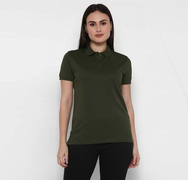 Ketex Bottle Green Cotton Blend Polo Neck Tshirt