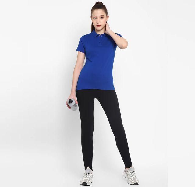 Ketex Royal Blue Cotton Blend Polo Neck Tshirt