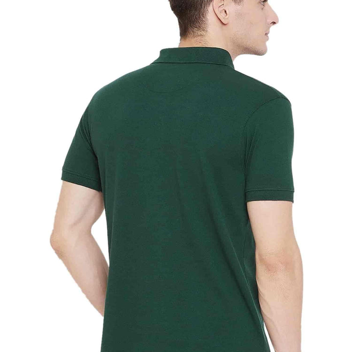 Cotton Blend Solid Half Sleeves Mens Polo T-Shirt