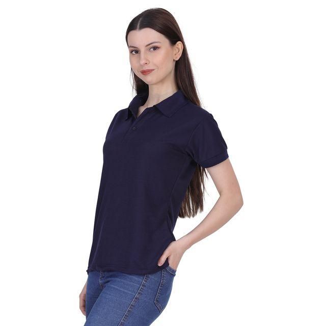 Ketex Navy Blue Cotton Blend Polo Neck Tshirt