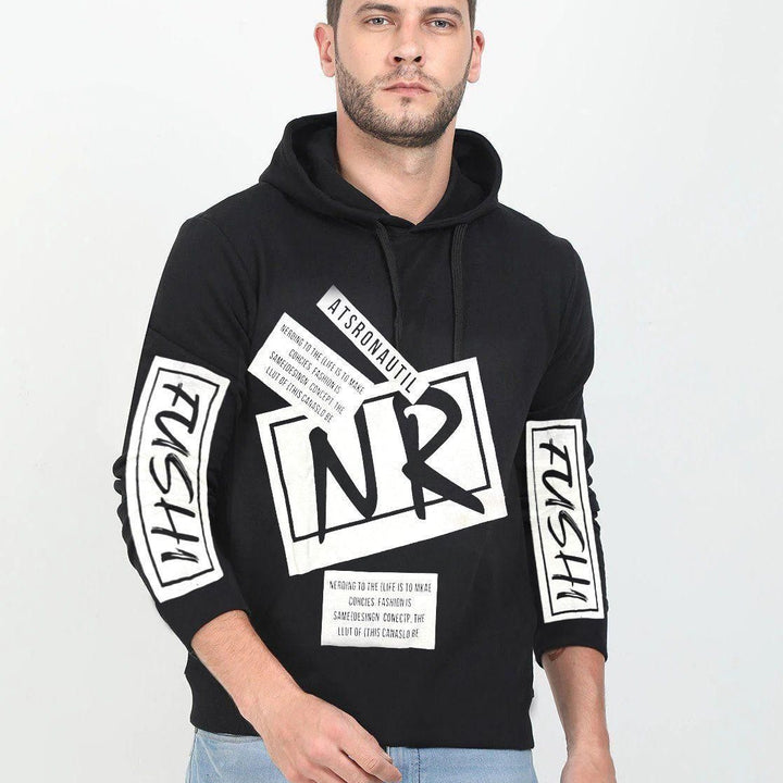 Cotton Blend Printed Full Sleeves Mens Hooded Neck T-Shirt