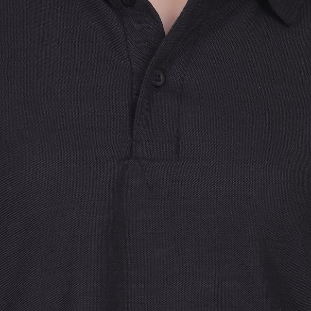 Ketex Black Cotton Blend Polo Neck Tshirt