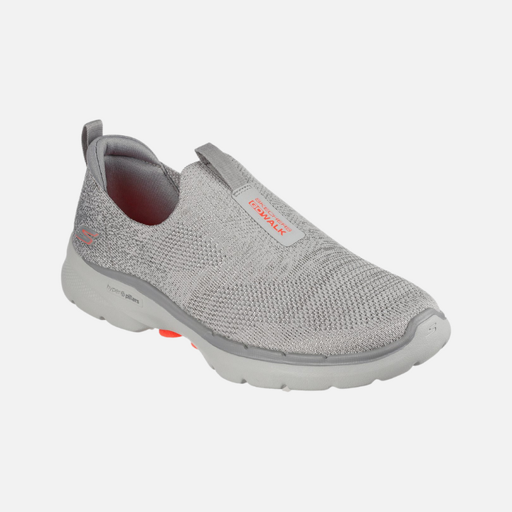 skechers Go Walk 6 Glimmering Women's Walking Shoes -Grey/Coral
