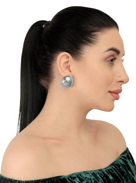 Stylish Silver Small Half Football Shaped Stud Earing For Women and Girls - Vembley