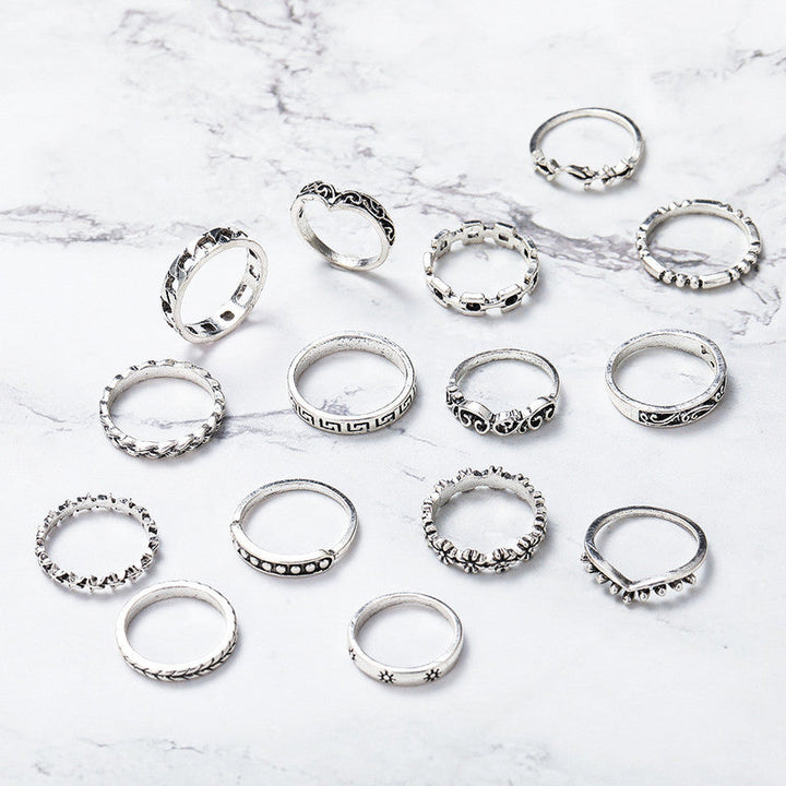 Vembley Silver Plated 15 Piece Funky Ring Set For Women and Girls