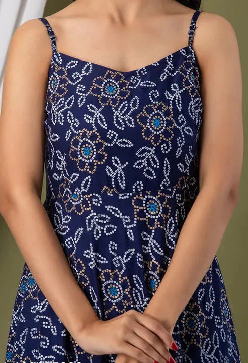 Women Blue Printed Viscoun Ryon kurta.