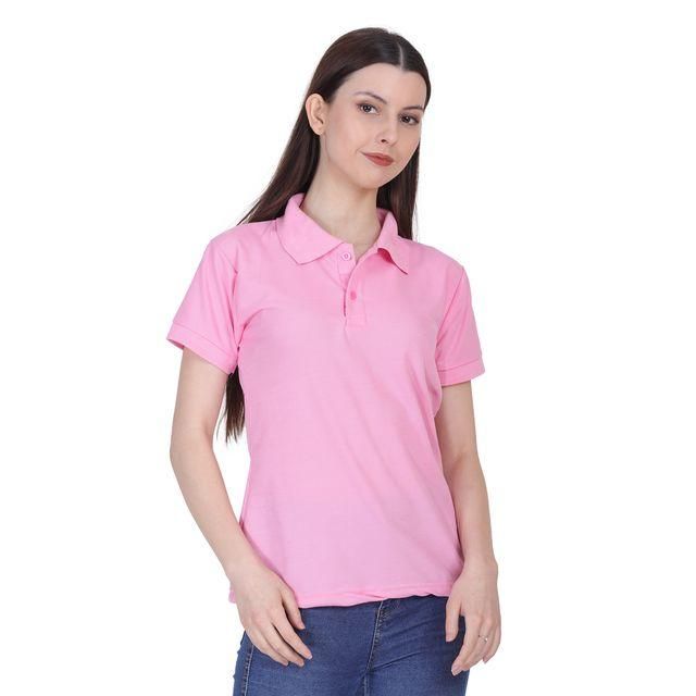 Ketex Pink Cotton Blend Polo Neck Tshirt