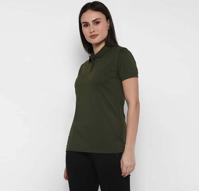 Ketex Bottle Green Cotton Blend Polo Neck Tshirt