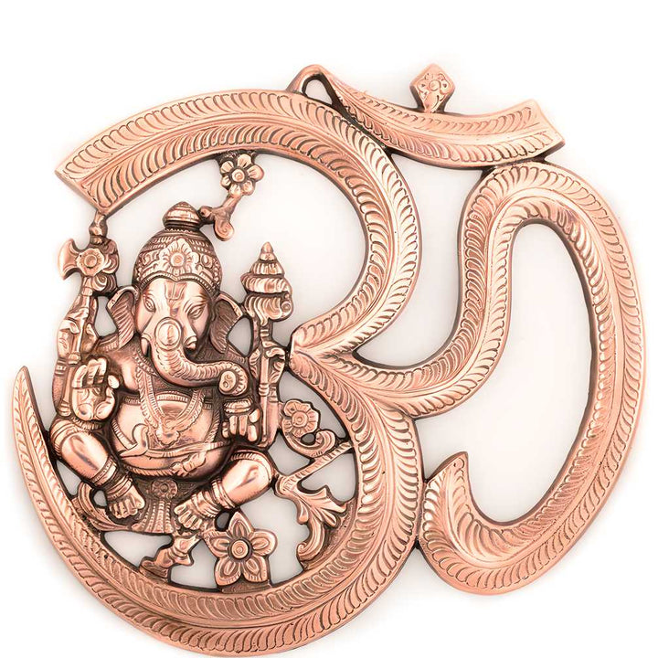 eCraftIndia Metal wall hanging of Lord Ganesha with Om