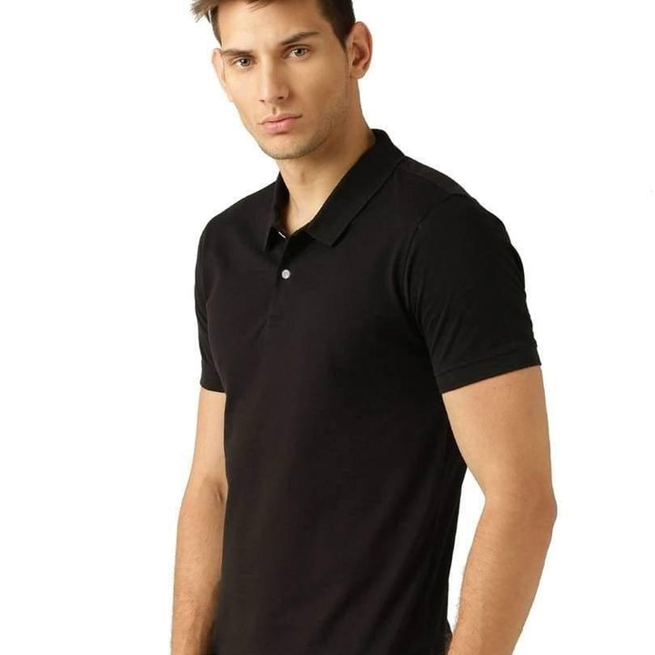 Cotton Blend Solid Half Sleeves Mens Polo Neck T-Shirt (Pack of 4)