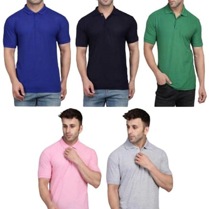 Men's Pack Of 5 Half Sleeves Polo Neck T-shirt