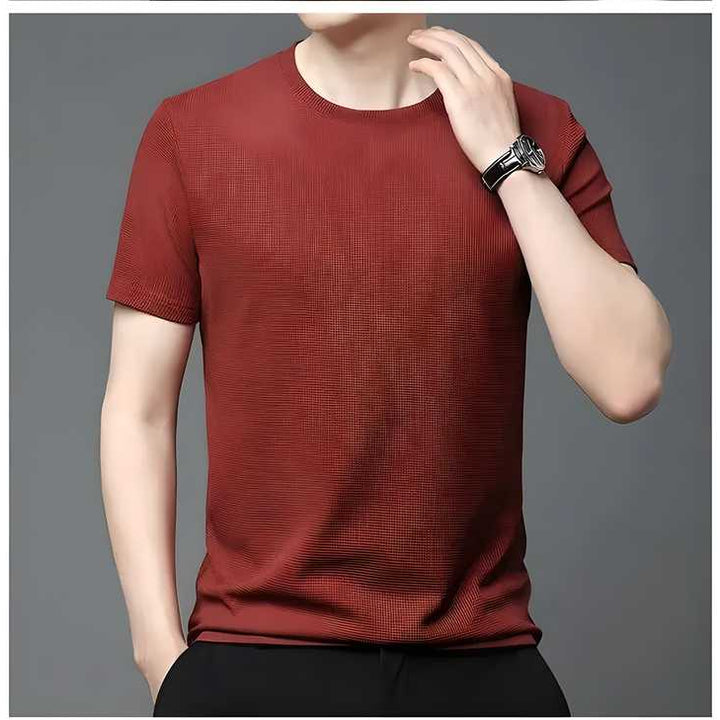 Men 4 Way Strecthable Round Neck T-shirt