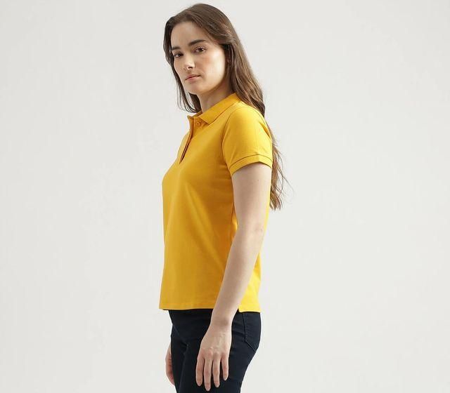 Ketex Yellow Cotton Blend Polo Neck Tshirt