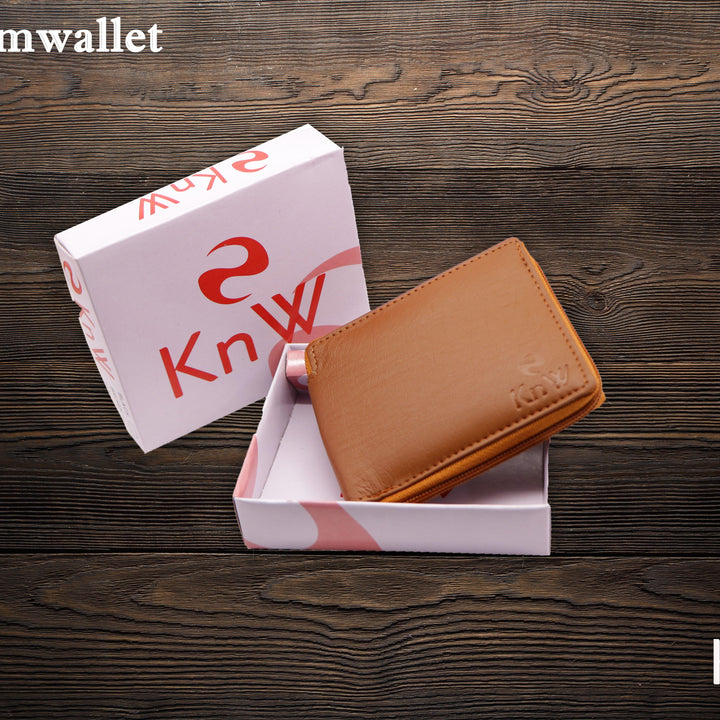 KnW Wallet Leather tan round zip