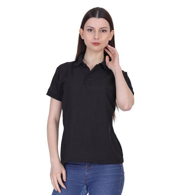 Ketex Black Cotton Blend Polo Neck Tshirt