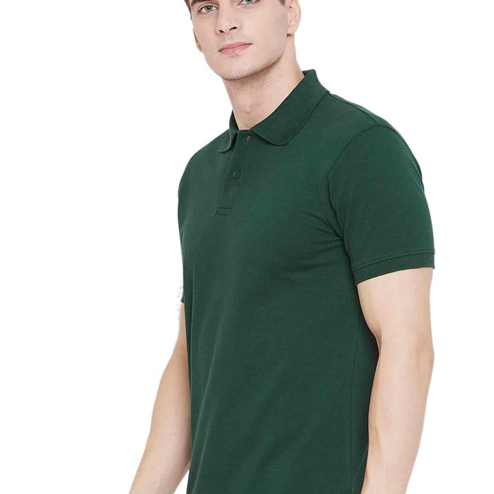 Cotton Blend Solid Half Sleeves Mens Polo T-Shirt