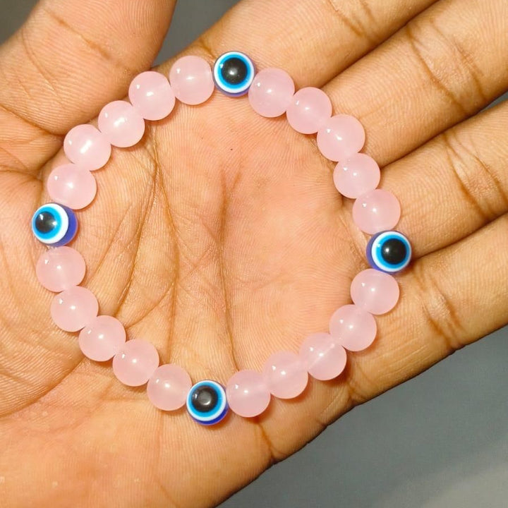 Love and Relationship Protect Bracelet (Rose Quartz with Evil Eye) (Pack of 2)