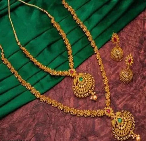 WOMEN NACKLASE GOLD SET JEWELLERY ALLOY - Springkart 