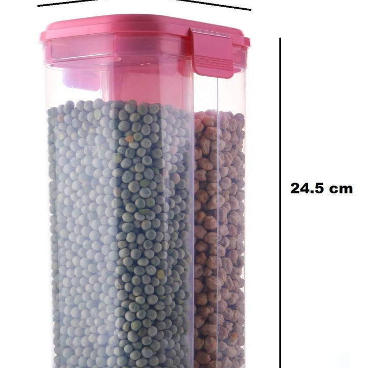 2147 Plastic 2 Sections Air Tight Transparent Food Grain Cereal Storage Container (2 Ltr)