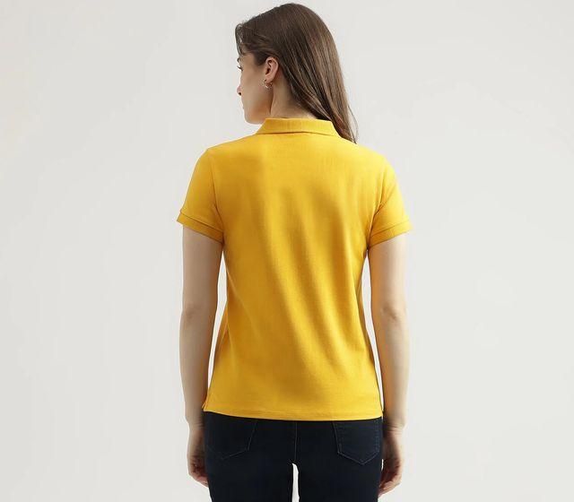 Ketex Yellow Cotton Blend Polo Neck Tshirt