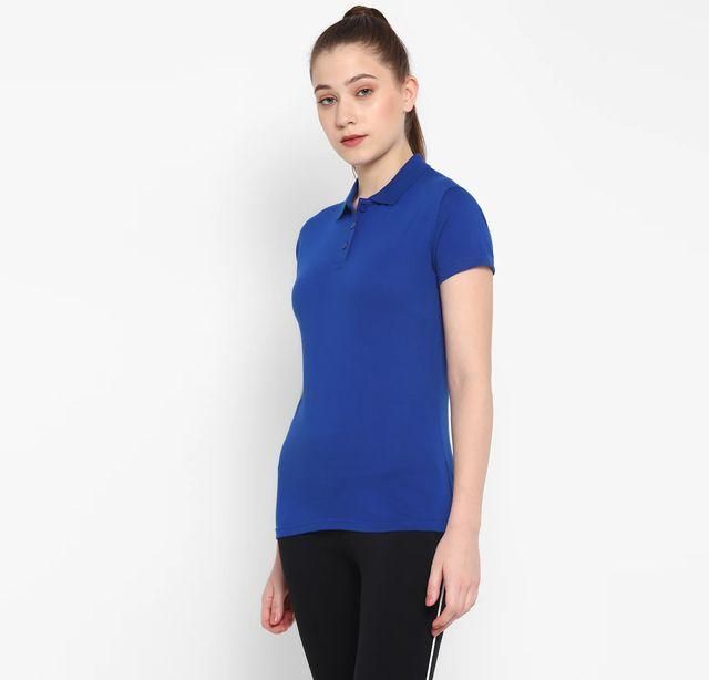 Ketex Royal Blue Cotton Blend Polo Neck Tshirt