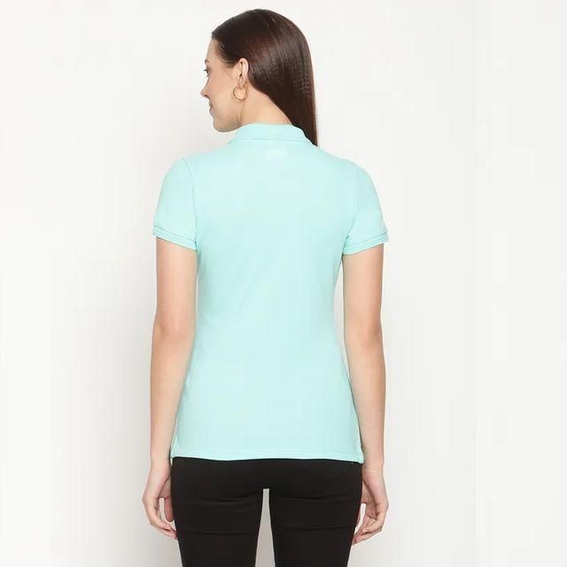 Ketex Sea Green Cotton Blend Polo Neck Tshirt