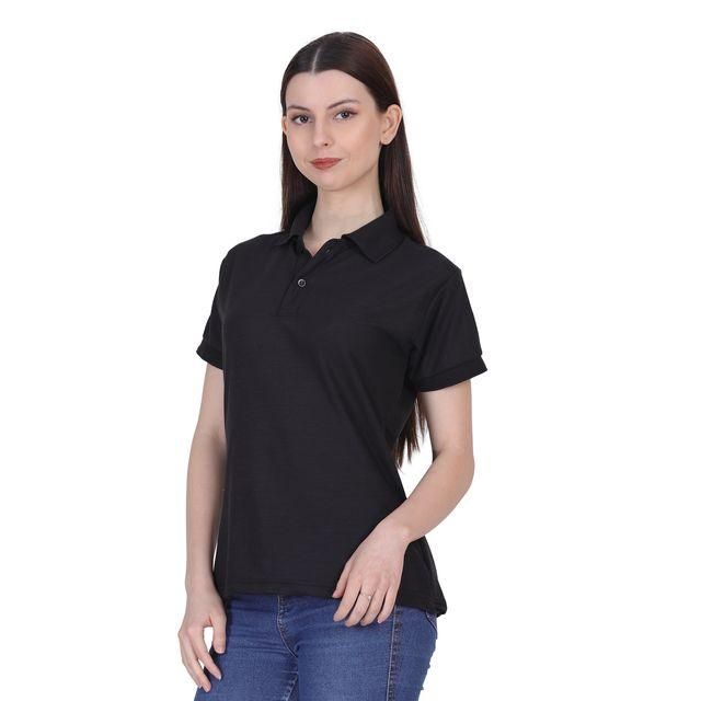 Ketex Black Cotton Blend Polo Neck Tshirt