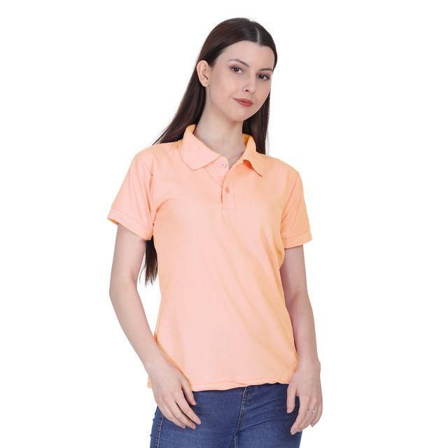 Ketex Peach Cotton Blend Polo Neck Tshirt