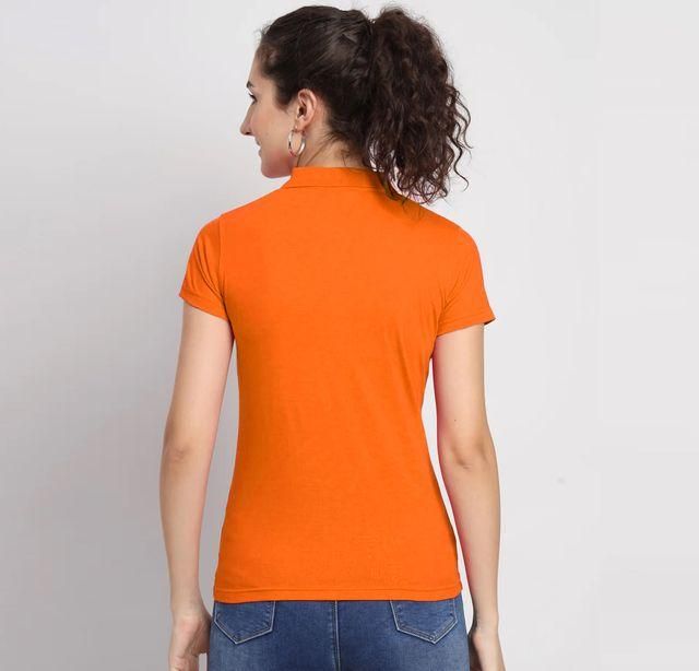 Ketex Orange Cotton Blend Polo Neck Tshirt