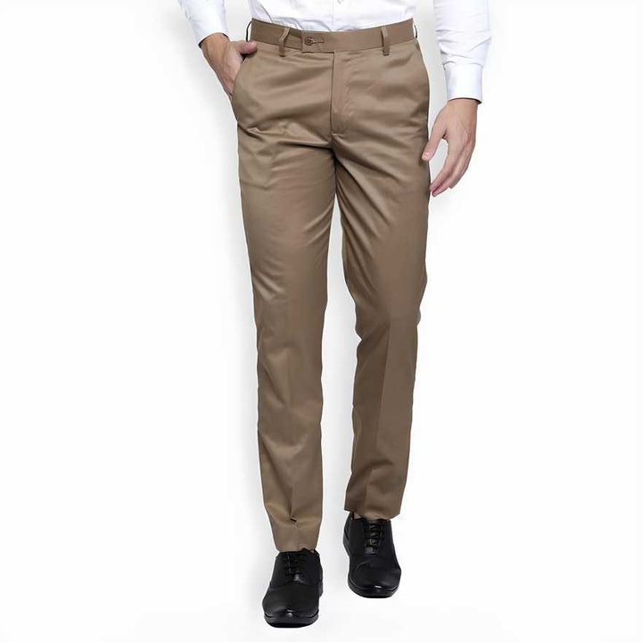 Lycra Blend Solid Regular Fit Mens Formal Trousers