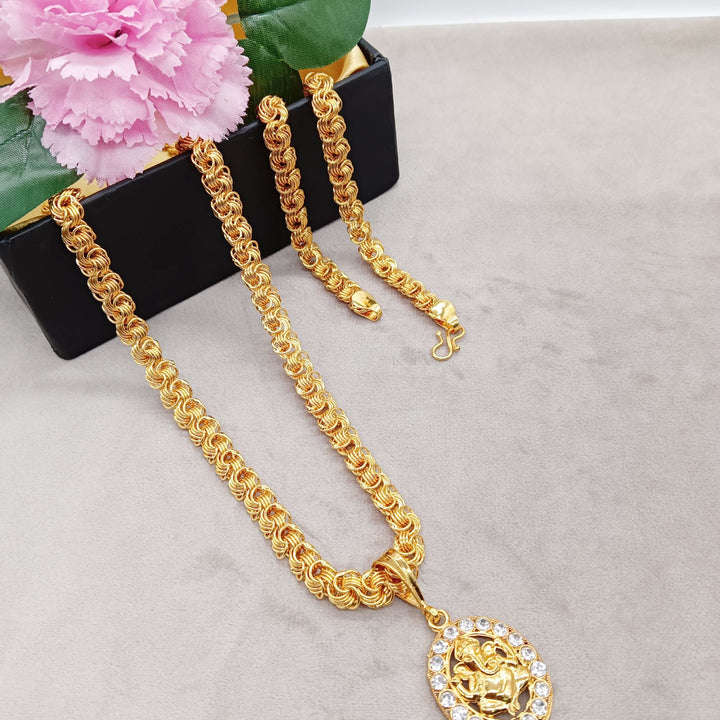 Luxurious Men's Gold Plated Pendant With Chain Vol 6