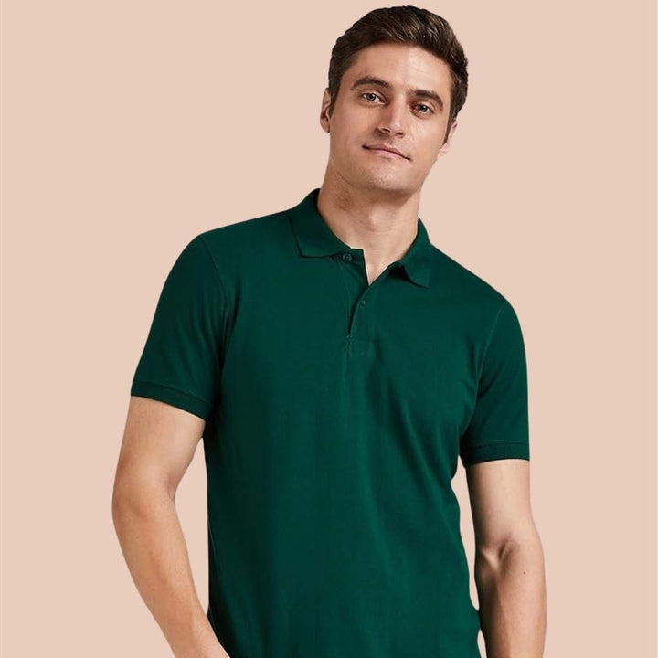 Cotton Blend Solid Half Sleeves Mens Polo T-Shirt