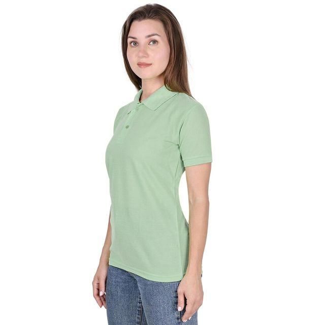 Ketex Pistagreen Cotton Blend Polo Neck Tshirt