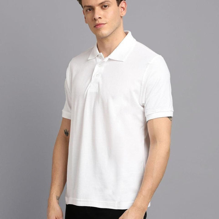 Matte Solid Half Sleeves Men's Polo T-Shirt