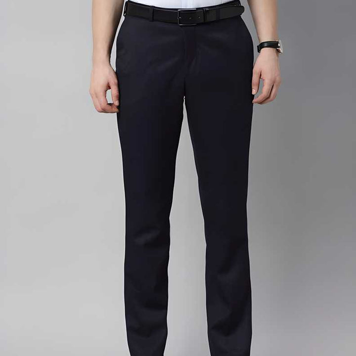 Lycra Blend Solid Regular Fit Mens Formal Trousers