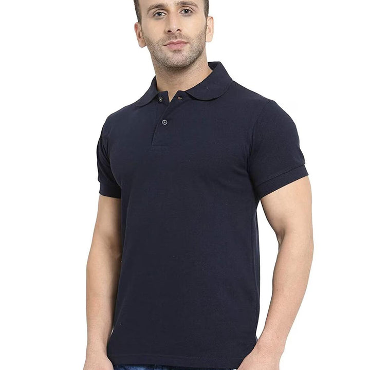 Poly Cotton Solid Half Sleeves Mens Polo T-Shirt