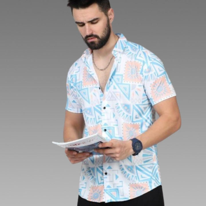 Men's Printed Rayon Half Sleeves Shirt